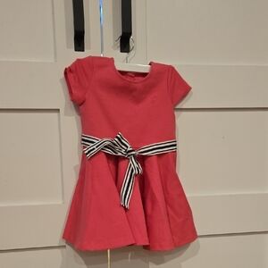 Ralph Lauren Coral Dress with Navy Striped Belt